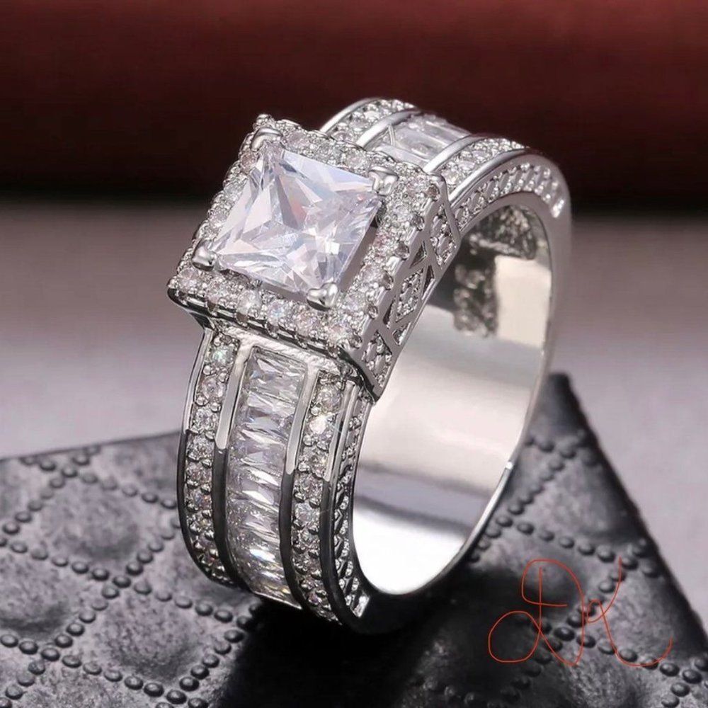 925 WEDDING RING BRIDAL RING ENGAGMENT RING - Picture 6 of 10